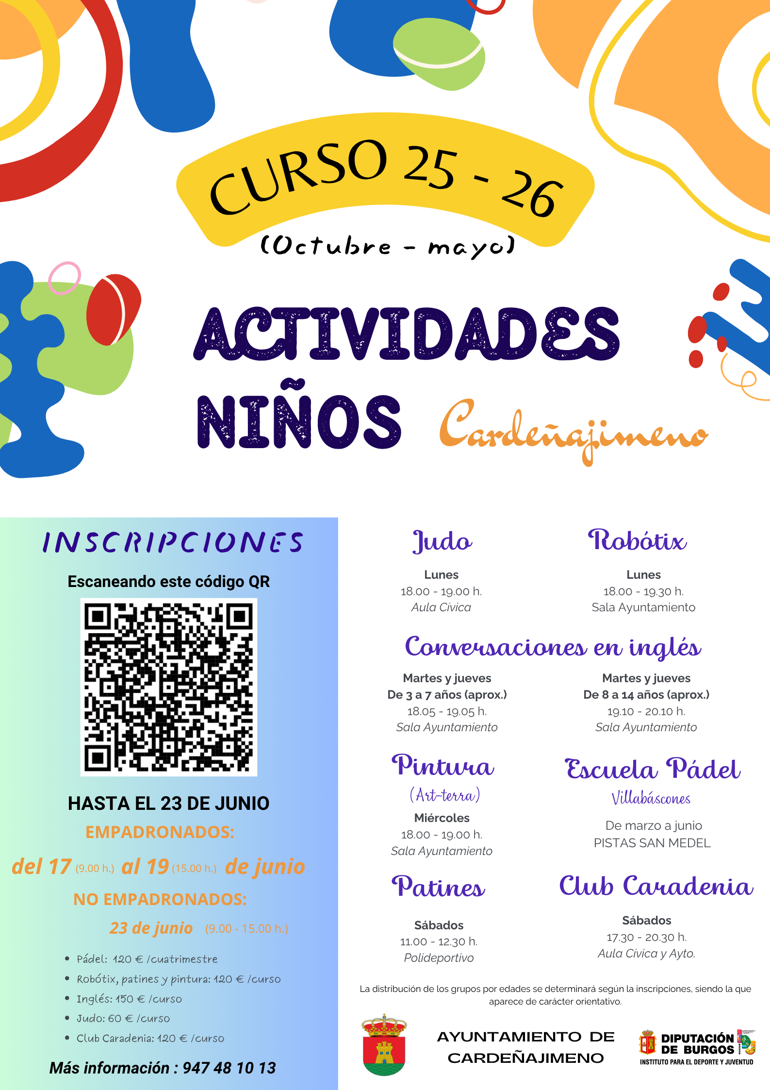 ACTIVIDADES NIÑOS: DEPORTIVAS Y CULTURALES 2025-2026